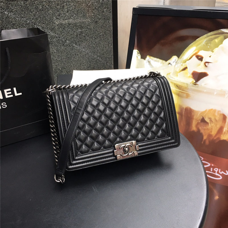 LARGE BOY Chanel HANDBAG Lambskin Black High