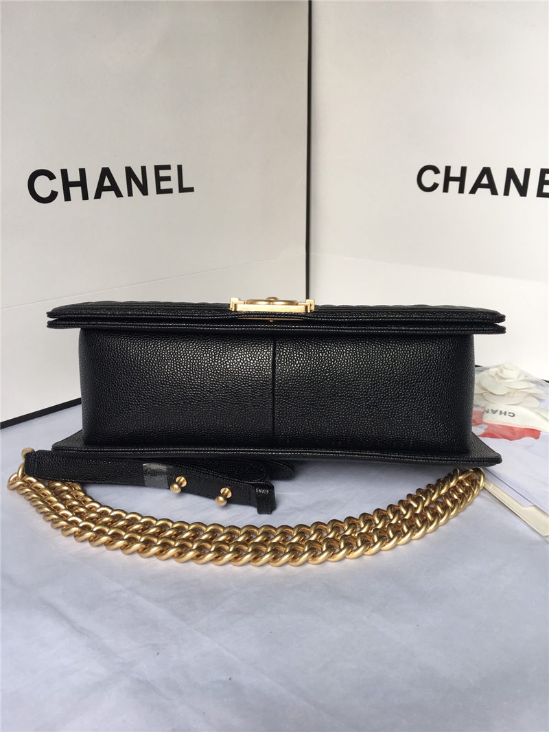 MAXI BOY Chanel HANDBAG Grained Calfskin Black High