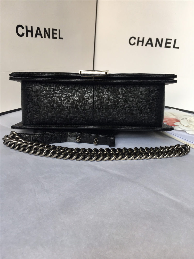 MAXI BOY Chanel HANDBAG Grained Calfskin Black High