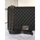 MAXI BOY Chanel HANDBAG Grained Calfskin Black High