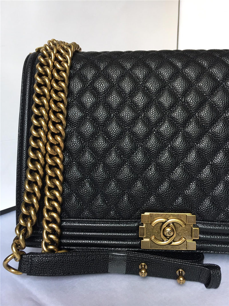 MAXI BOY Chanel HANDBAG Grained Calfskin Black High