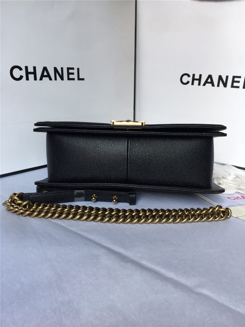 MAXI BOY Chanel HANDBAG Grained Calfskin Black High