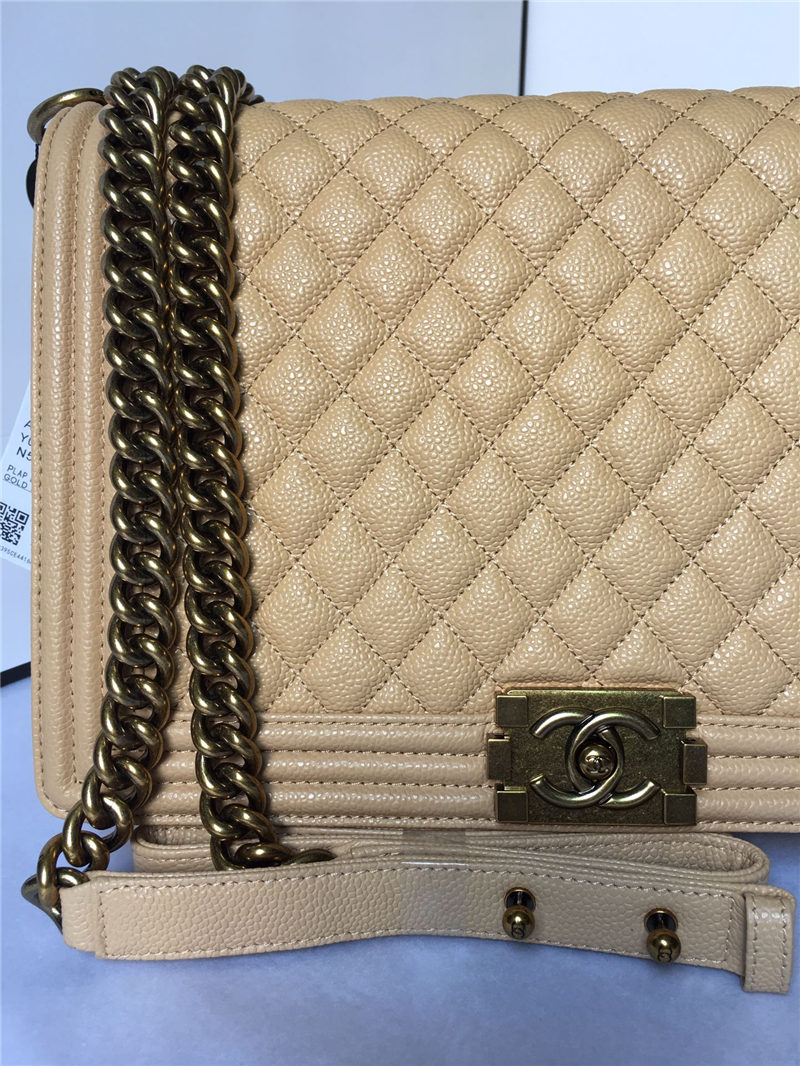 MAXI BOY Chanel HANDBAG Grained Calfskin Beige High