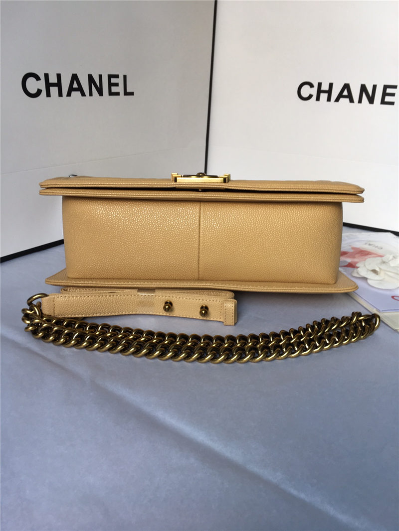 MAXI BOY Chanel HANDBAG Grained Calfskin Beige High