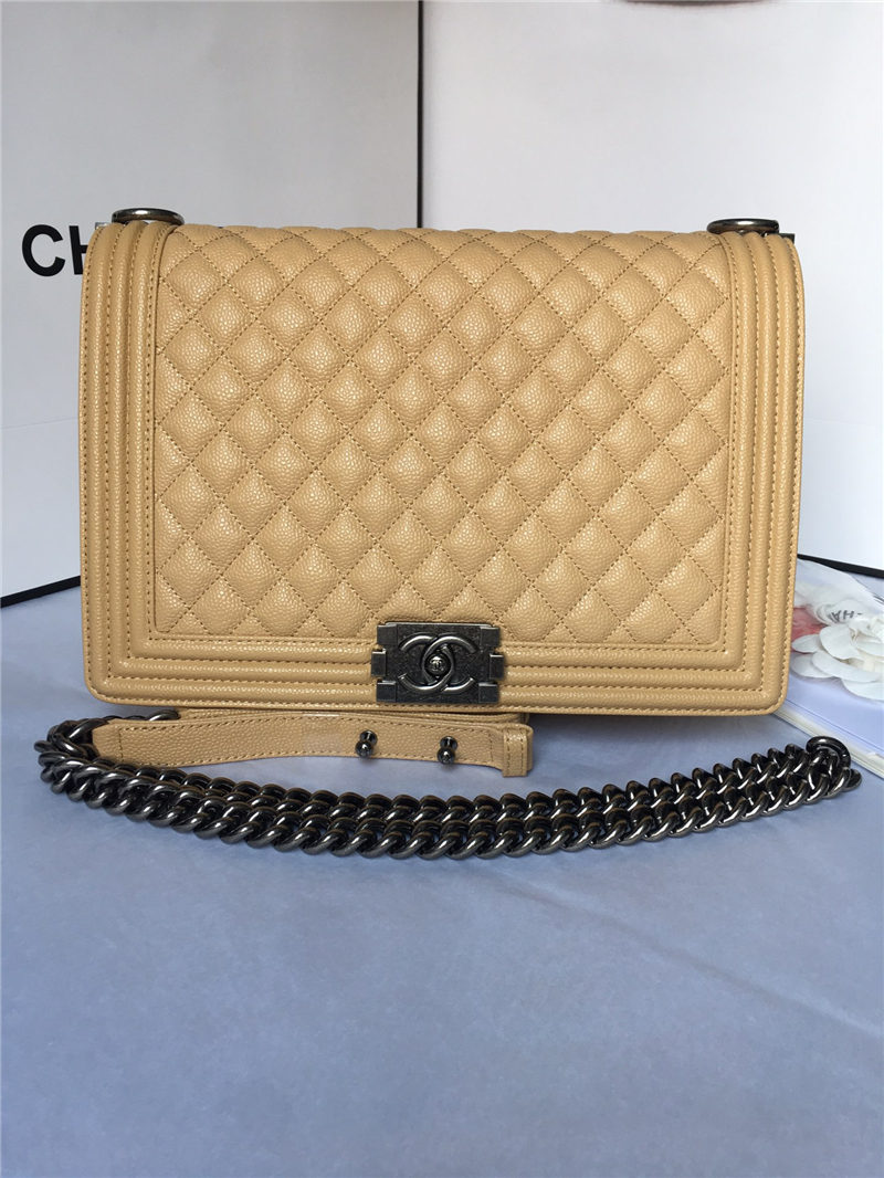 MAXI BOY Chanel HANDBAG Grained Calfskin Beige High