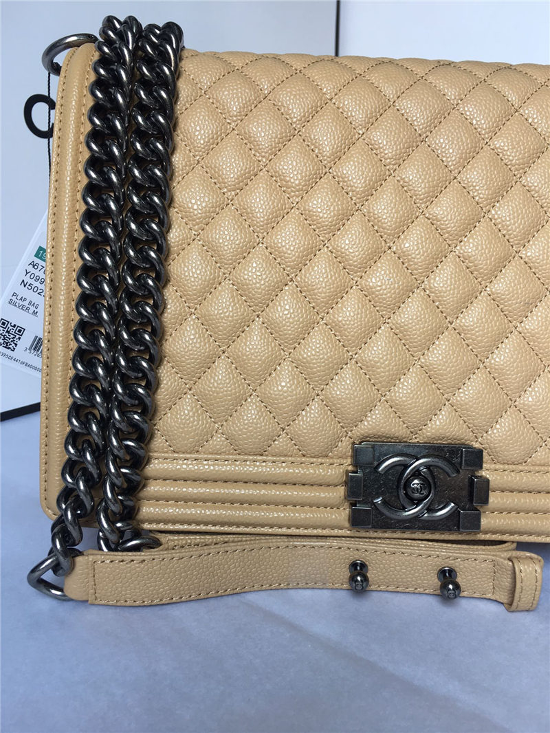 MAXI BOY Chanel HANDBAG Grained Calfskin Beige High