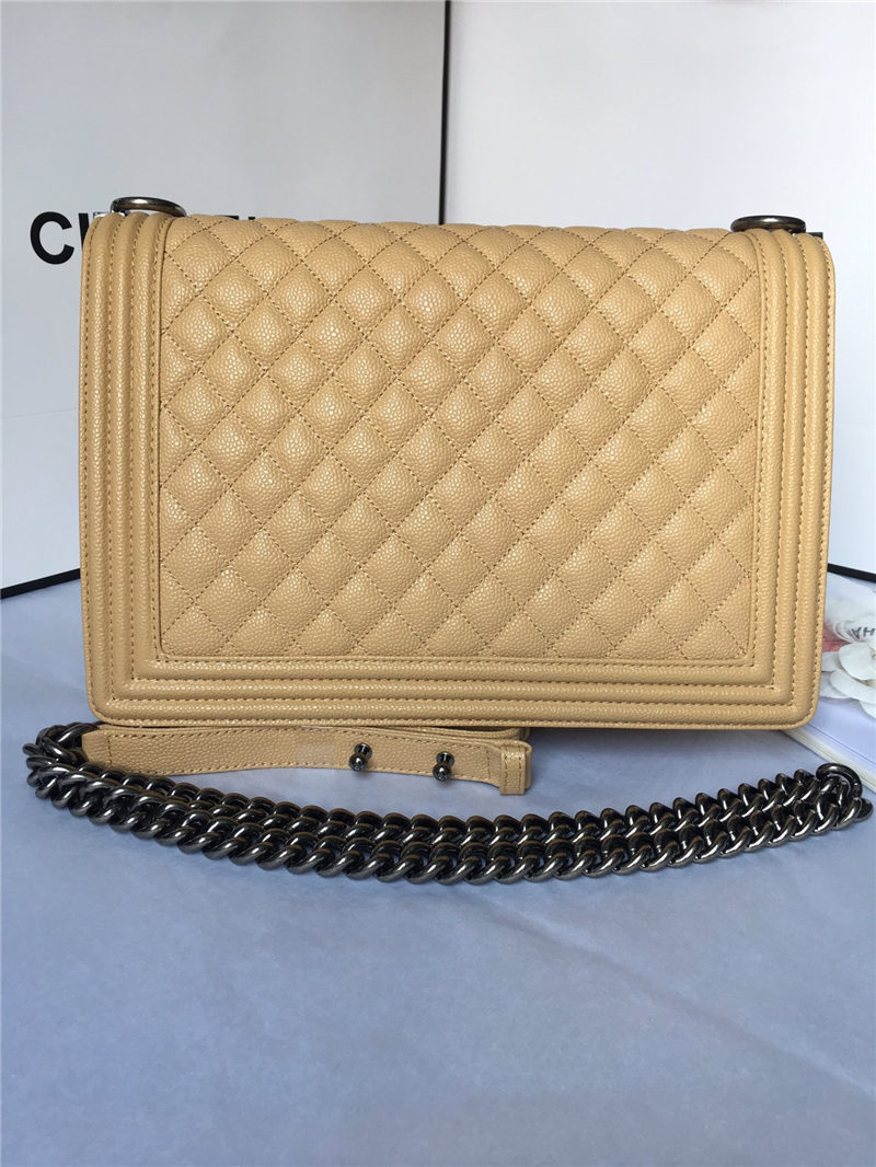 MAXI BOY Chanel HANDBAG Grained Calfskin Beige High