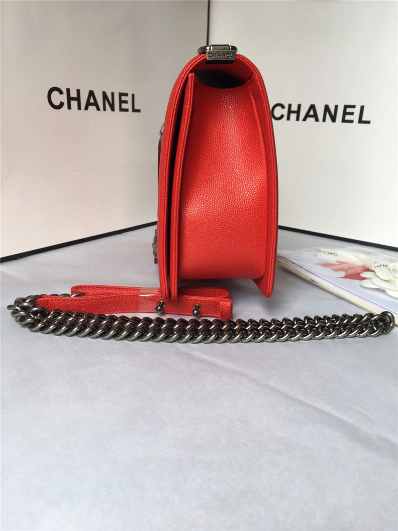 MAXI BOY Chanel HANDBAG Grained Calfskin Red High