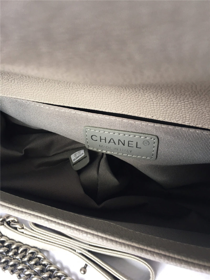 MAXI BOY Chanel HANDBAG Grained Calfskin Gray High