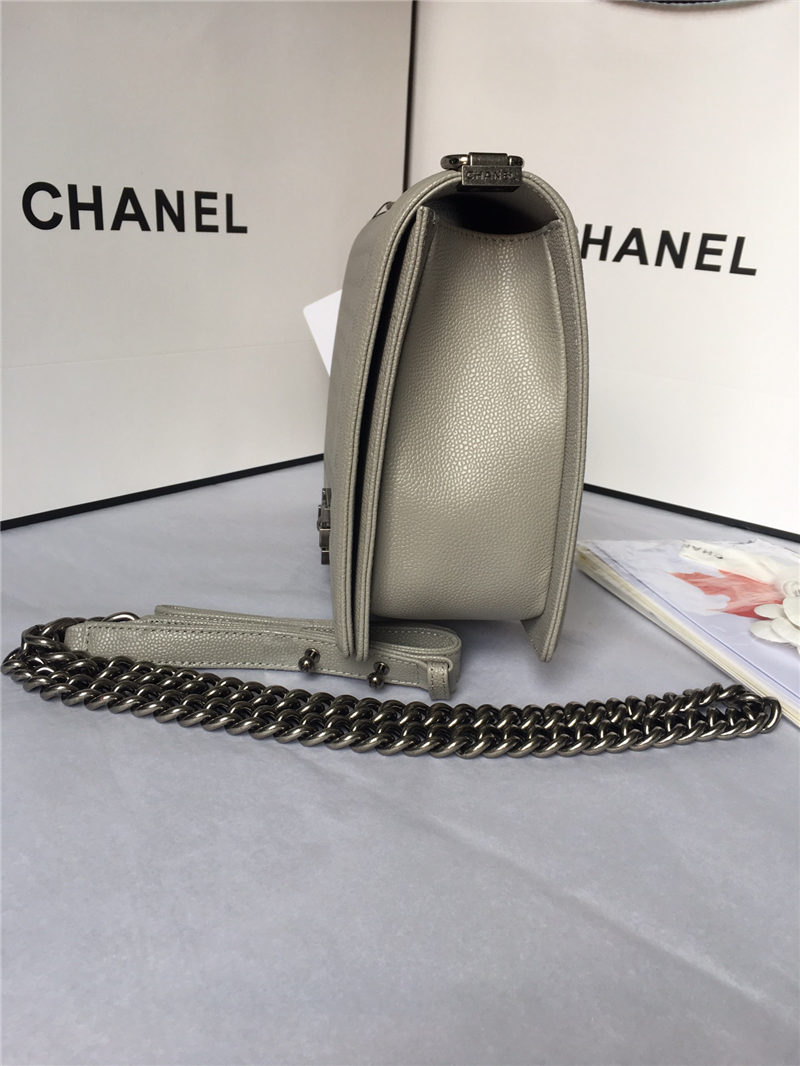 MAXI BOY Chanel HANDBAG Grained Calfskin Gray High