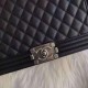 LARGE BOY Chanel HANDBAG Grained Calfskin Black High