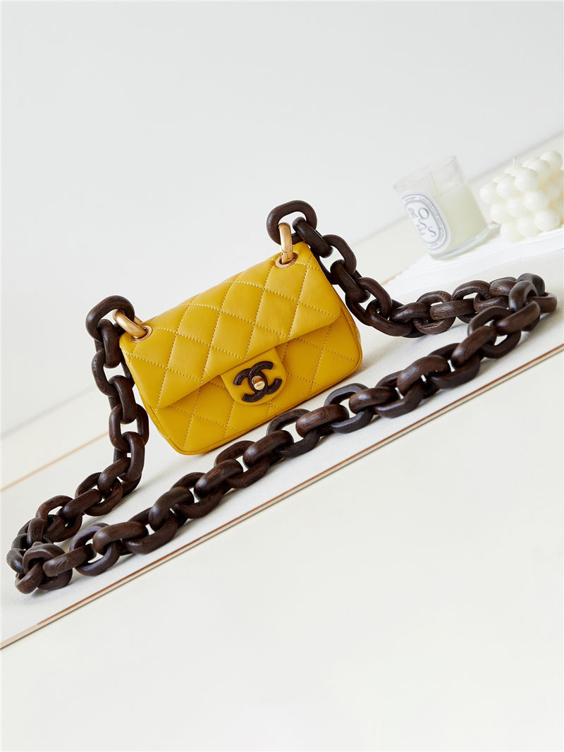 Chanel MINI FLAP BAG AS4165 Lambskin & Ash-Wood Yellow High