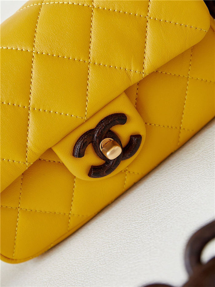 Chanel MINI FLAP BAG AS4165 Lambskin & Ash-Wood Yellow High