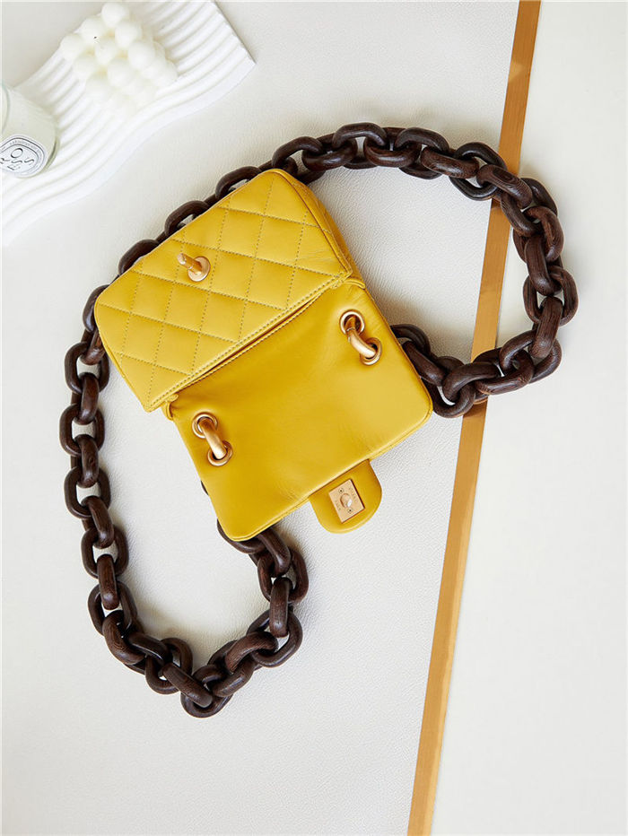 Chanel MINI FLAP BAG AS4165 Lambskin & Ash-Wood Yellow High