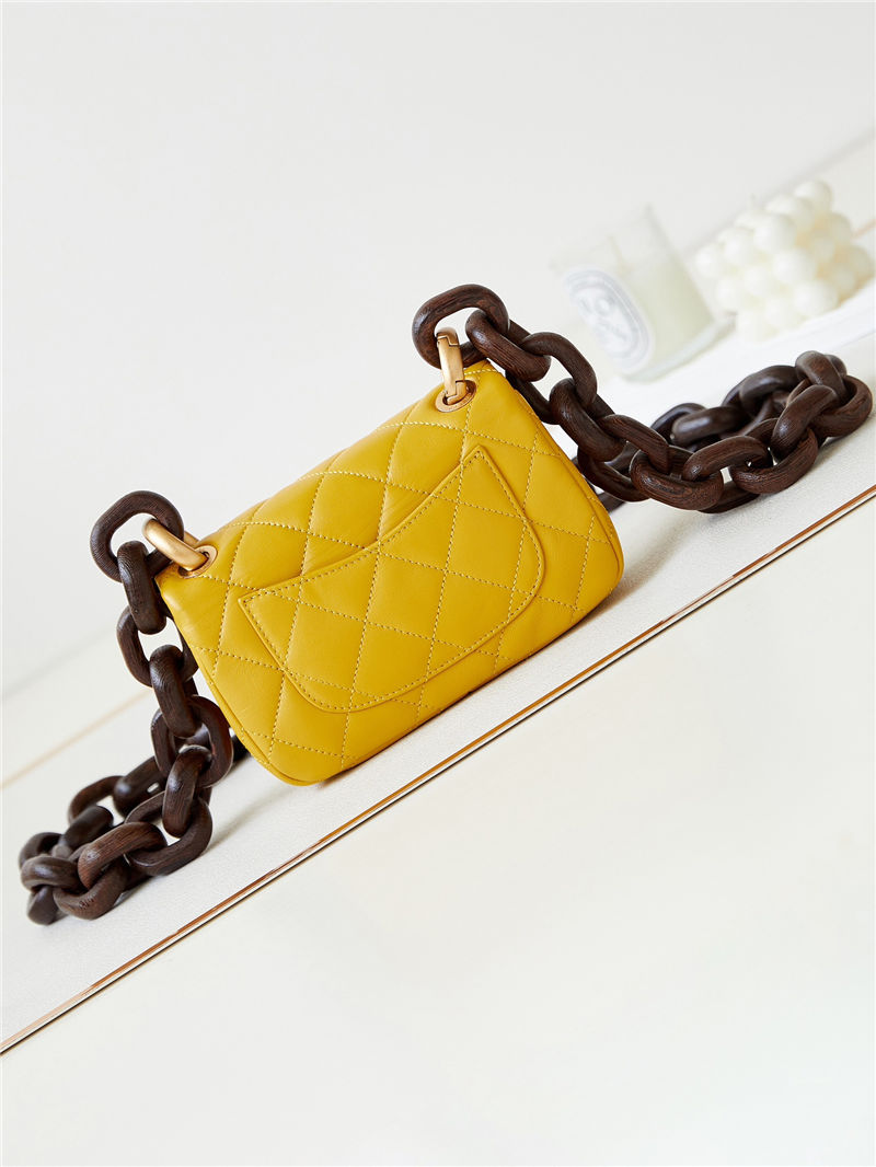 Chanel MINI FLAP BAG AS4165 Lambskin & Ash-Wood Yellow High