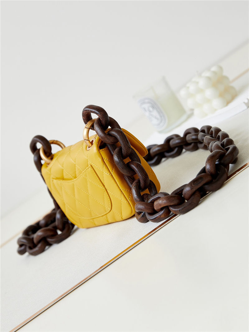 Chanel MINI FLAP BAG AS4165 Lambskin & Ash-Wood Yellow High