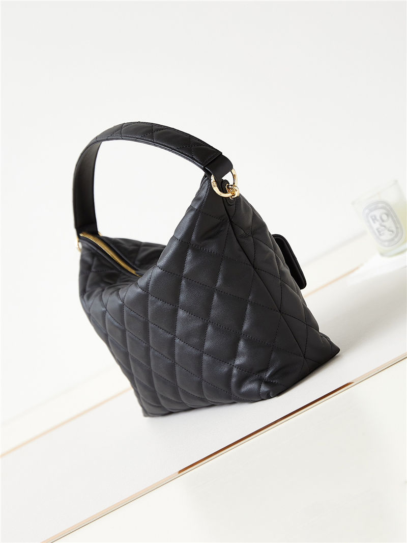 Chanel LARGE HOBO BAG AS4347 Calfskin & Gold-Tone Metal Black High