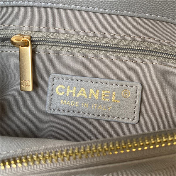 Chanel FLAP BAG Grained Calfskin & Gold-Tone Metal AS2764 Grey A