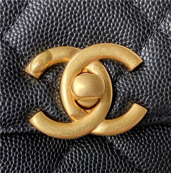 Chanel MINI FLAP BAG Grained Calfskin & Gold-Tone Metal AS2711 Black A