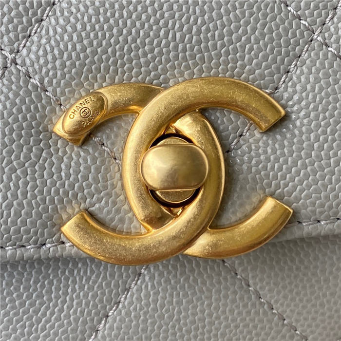 Chanel MINI FLAP BAG Grained Calfskin & Gold-Tone Metal AS2711 Grey A