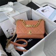 Chanel MINI FLAP BAG Grained Calfskin & Gold-Tone Metal AS2711 Orange A