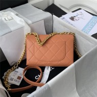 Chanel MINI FLAP BAG Grained Calfskin & Gold-Tone Metal AS2711 Orange A