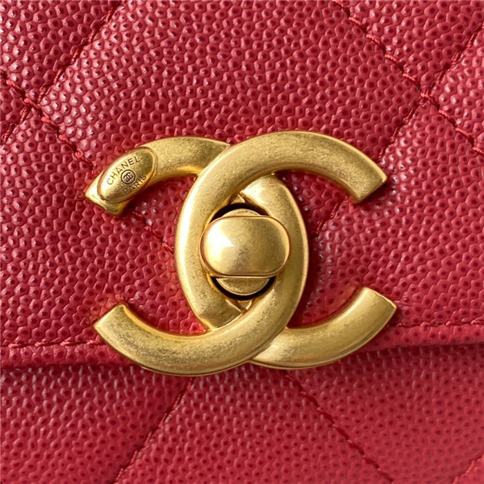 Chanel MINI FLAP BAG Grained Calfskin & Gold-Tone Metal AS2711 Burgundy A