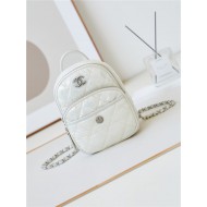 Chanel BACKPACK AS4366 Nylon & Silver-Tone Metal White A