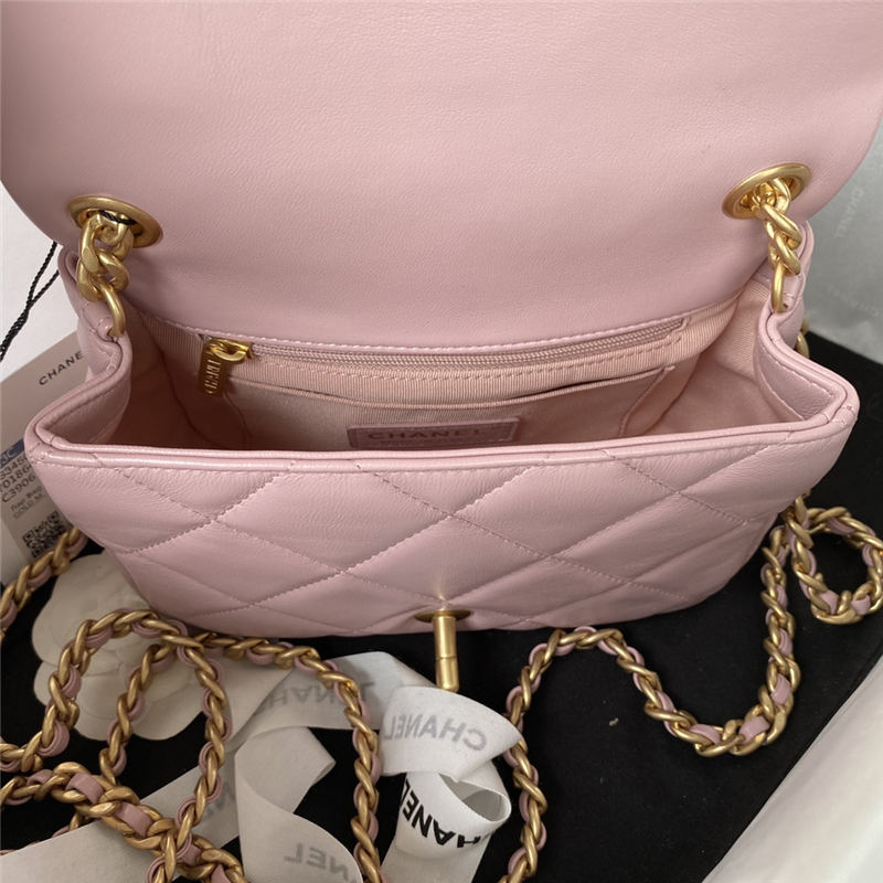 Chanel Mini Flap Bag with Handle Lambskin & Gold-Tone Metal AS3450 Pink A