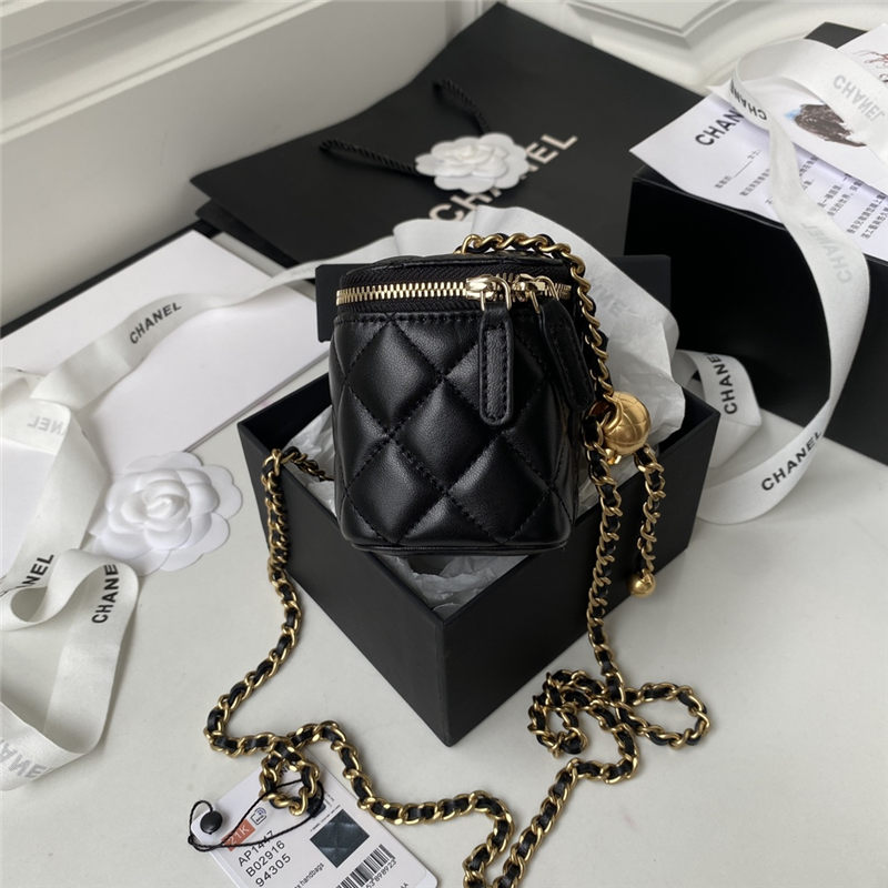 Chanel SMALL VANITY WITH CHAIN Lambskin & Gold-Tone Metal AP1447 Black A