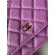 Classic Wallet on Chain A33814 Grained Calfskin Gold/Silver Metal Purple B