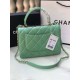 SMALL FLAP BAG WITH TOP HANDLE Lambskin Gold Metal Green A