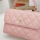 SMALL FLAP BAG WITH TOP HANDLE Lambskin Gold Metal Pink B