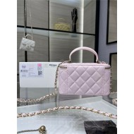 Chanel VANITY WITH CHAIN A68062 Lambskin & Gold-Tone Metal Pink High