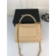 SMALL FLAP BAG WITH TOP HANDLE Chevrons Pattern Lambskin Aged Gold Metal Beige B