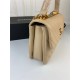 SMALL FLAP BAG WITH TOP HANDLE Chevrons Pattern Lambskin Aged Gold Metal Beige B