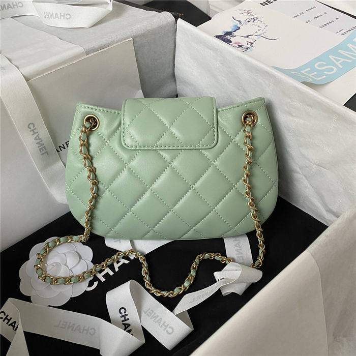 Chanel SMALL MESSENGER BAG Lambskin & Gold-Tone Metal AS4609 Green A