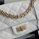 MINI 2.55 HANDBAG Aged Calfskin White & Gold-Tone Metal A