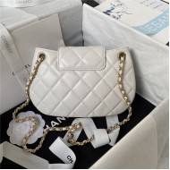 Chanel SMALL MESSENGER BAG Lambskin & Gold-Tone Metal AS4609 White A