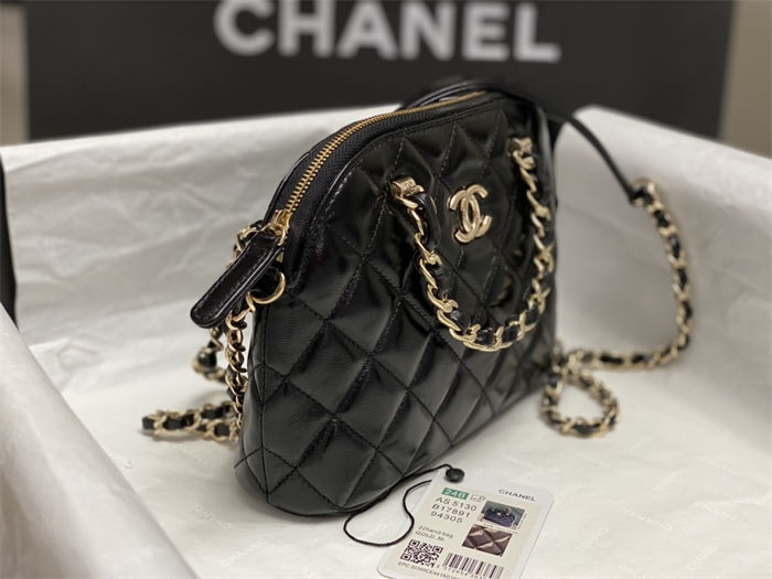 Chanel SMALL TOTE AS5130 Shiny Lambskin & Gold-Tone Metal Black High