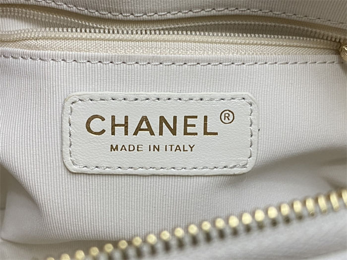 Chanel SMALL TOTE AS5130 Shiny Lambskin & Gold-Tone Metal White High