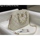 Chanel SMALL TOTE AS5130 Shiny Lambskin & Gold-Tone Metal White High