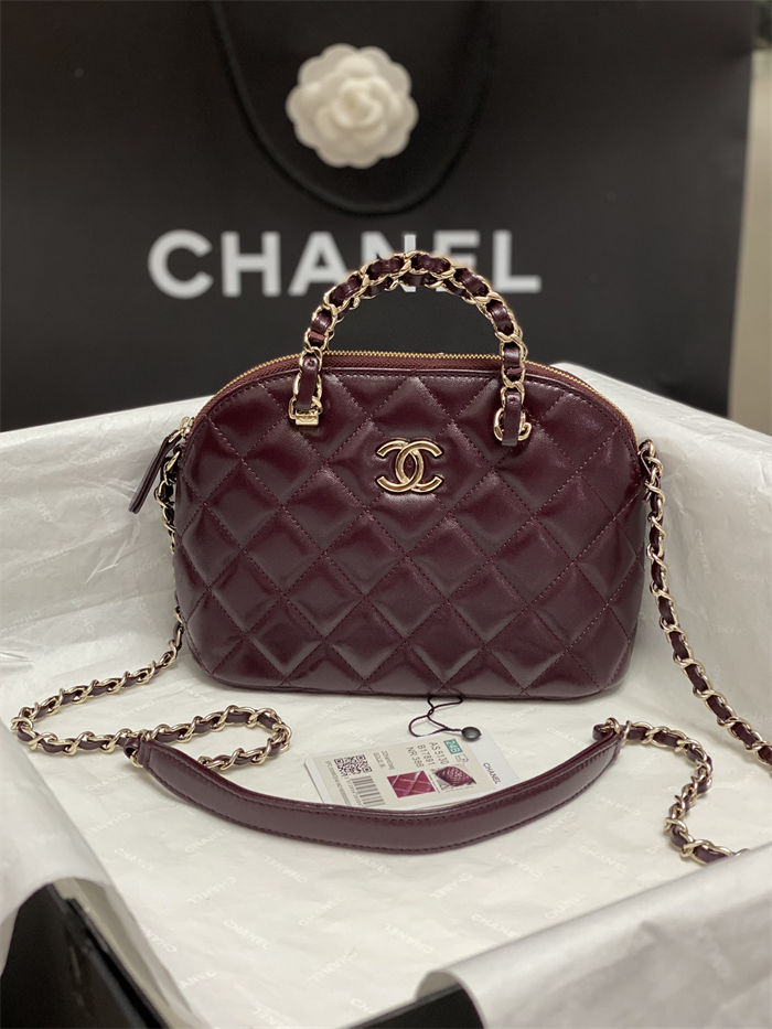 Chanel SMALL TOTE AS5130 Shiny Lambskin & Gold-Tone Metal Burgundy High