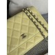 Classic Wallet on Chain AP0250 Grained Calfskin Yellow Silver Metal B