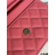 Classic Wallet on Chain AP0250 Grained Calfskin Fuchsia Silver Metal B