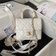 Chanel MINI FLAP BAG WITH TOP HANDLE AS4035 Lambskin Gold-Tone Metal White A