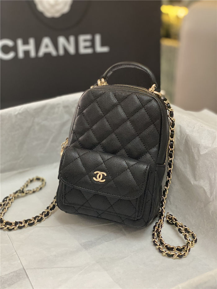 Chanel Mini Backpack Grained Calfskin Gold-Tone Metal AP3753 Black High