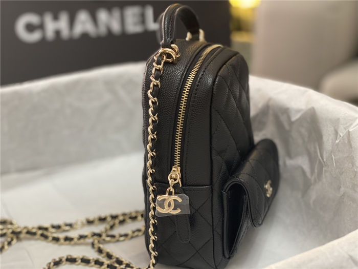 Chanel Mini Backpack Grained Calfskin Gold-Tone Metal AP3753 Black High