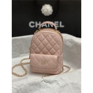 Chanel Mini Backpack Grained Calfskin Gold-Tone Metal AP3753 Pink High