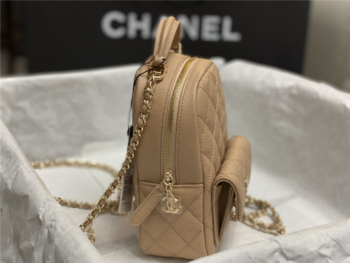 Chanel Mini Backpack Grained Calfskin Gold-Tone Metal AP3753 Beige High